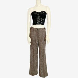 Vintage Y2K Brown Tweed Wool Blend Trousers/ Made in Turkey / size Small